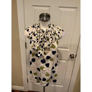 Girls From Savoy Cream W/ Multicolor Shell Print Blouse Top W/ Neck, Size 14